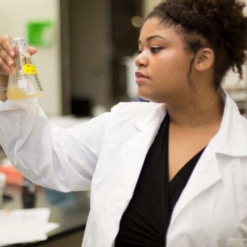 Biology student in lab