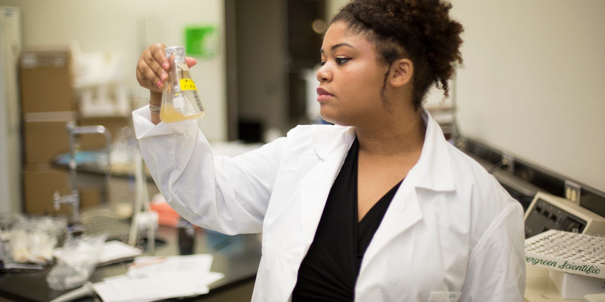 Biology student in lab