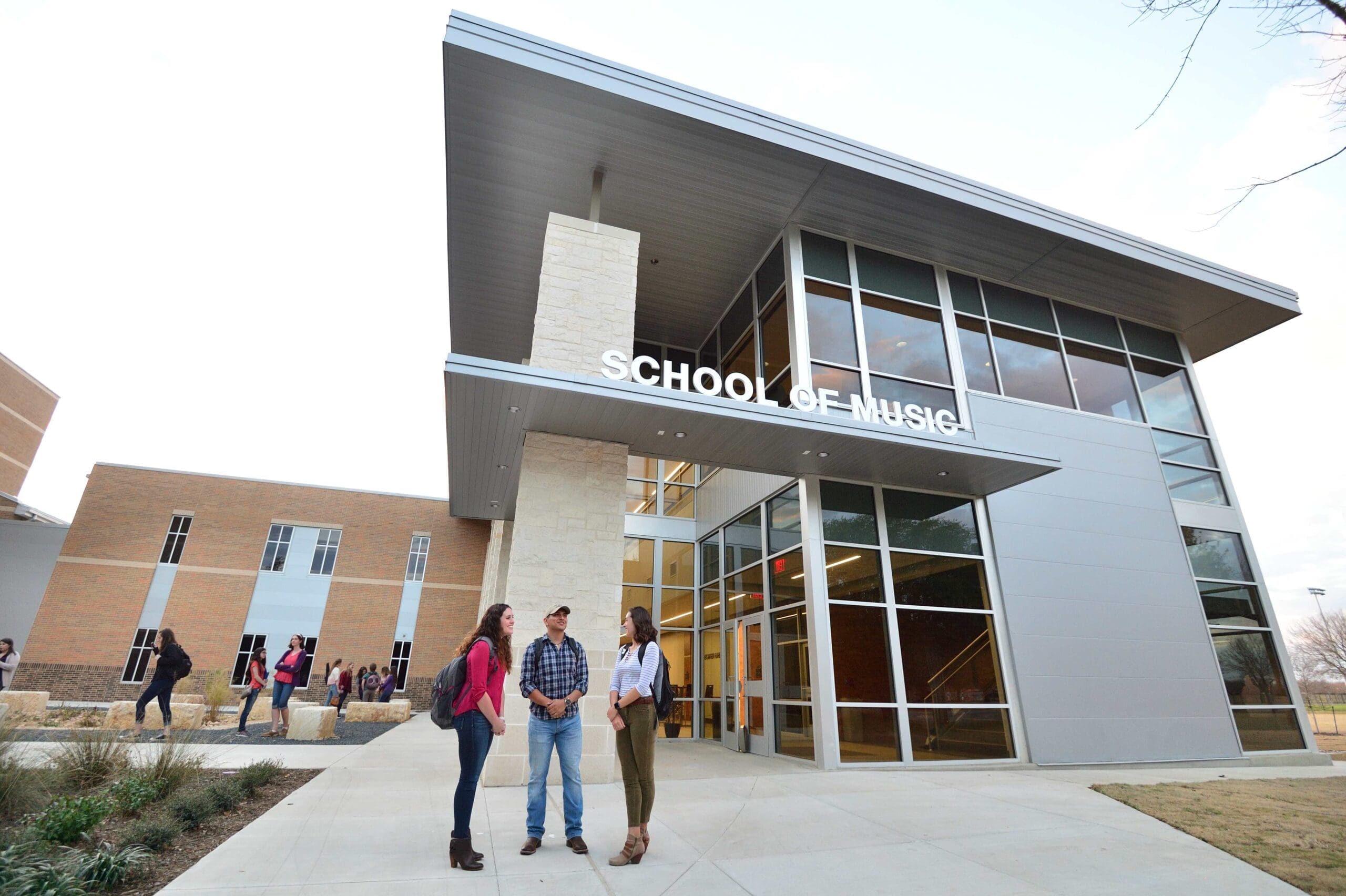 Students outside of the Weston School of Music Center