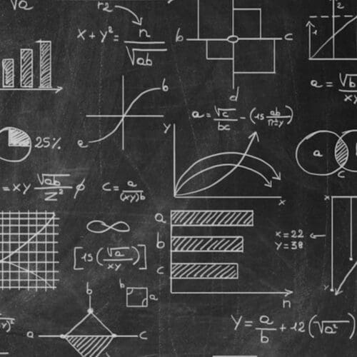 stock image - equasions on blackboard