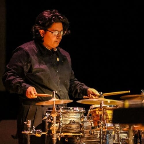 student percussionist