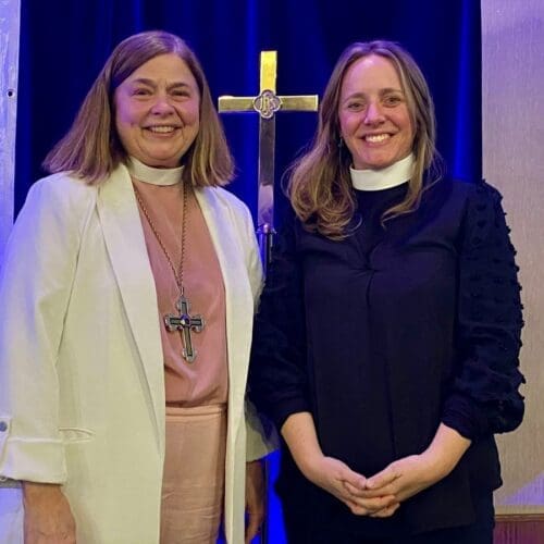 current NEMN Synod Bishop Amy Odgren with Bishop-Elect Taryn Montgomery