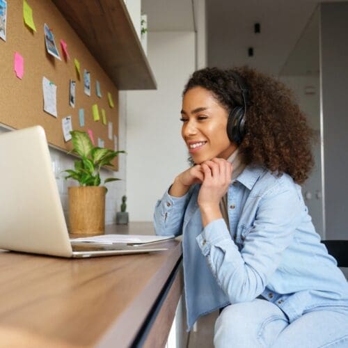 Image of a female on a virtual call