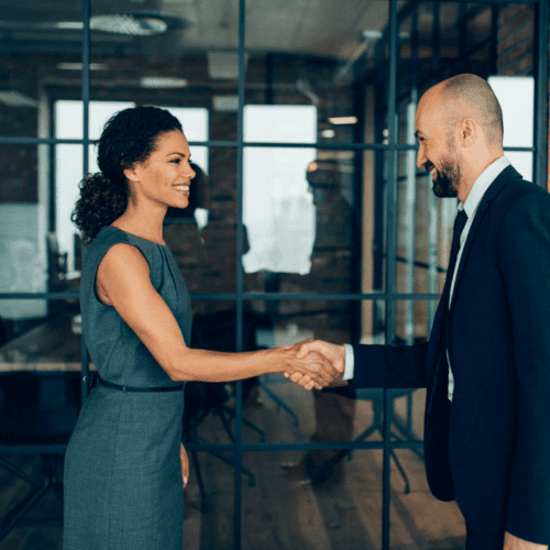 stock photo - business partners shaking hands