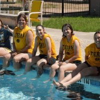students at pool