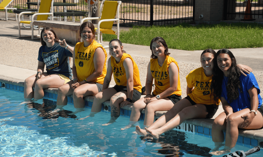 students at pool