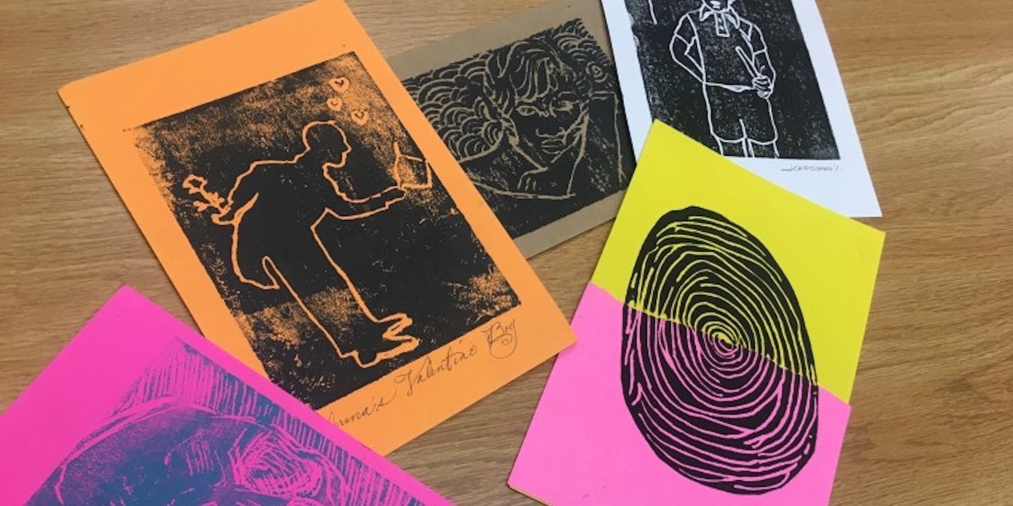 art class printmaking pieces