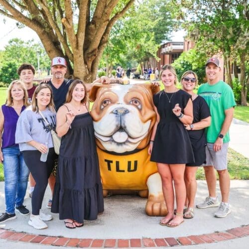 Student with her family on campus