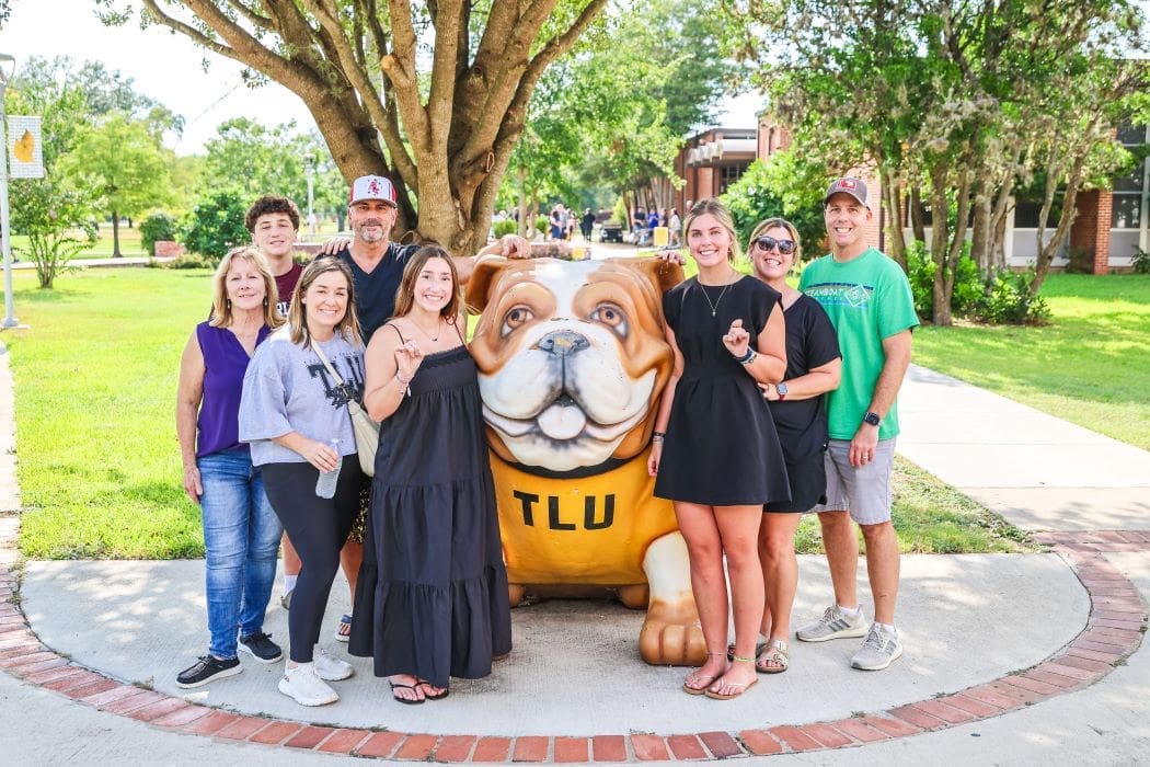 Student with her family on campus