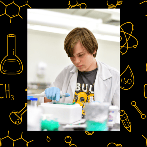 student in a science lab