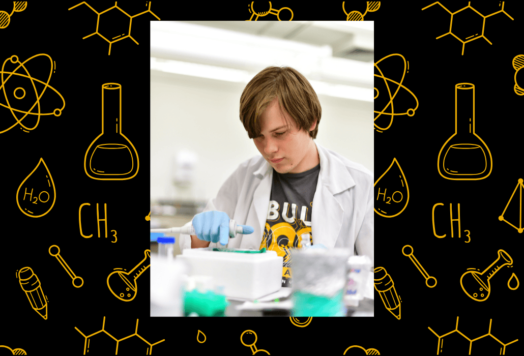 student in a science lab