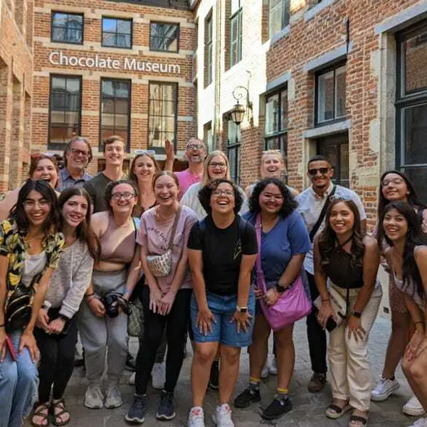 Group of study abroad students at Chocolate Museum