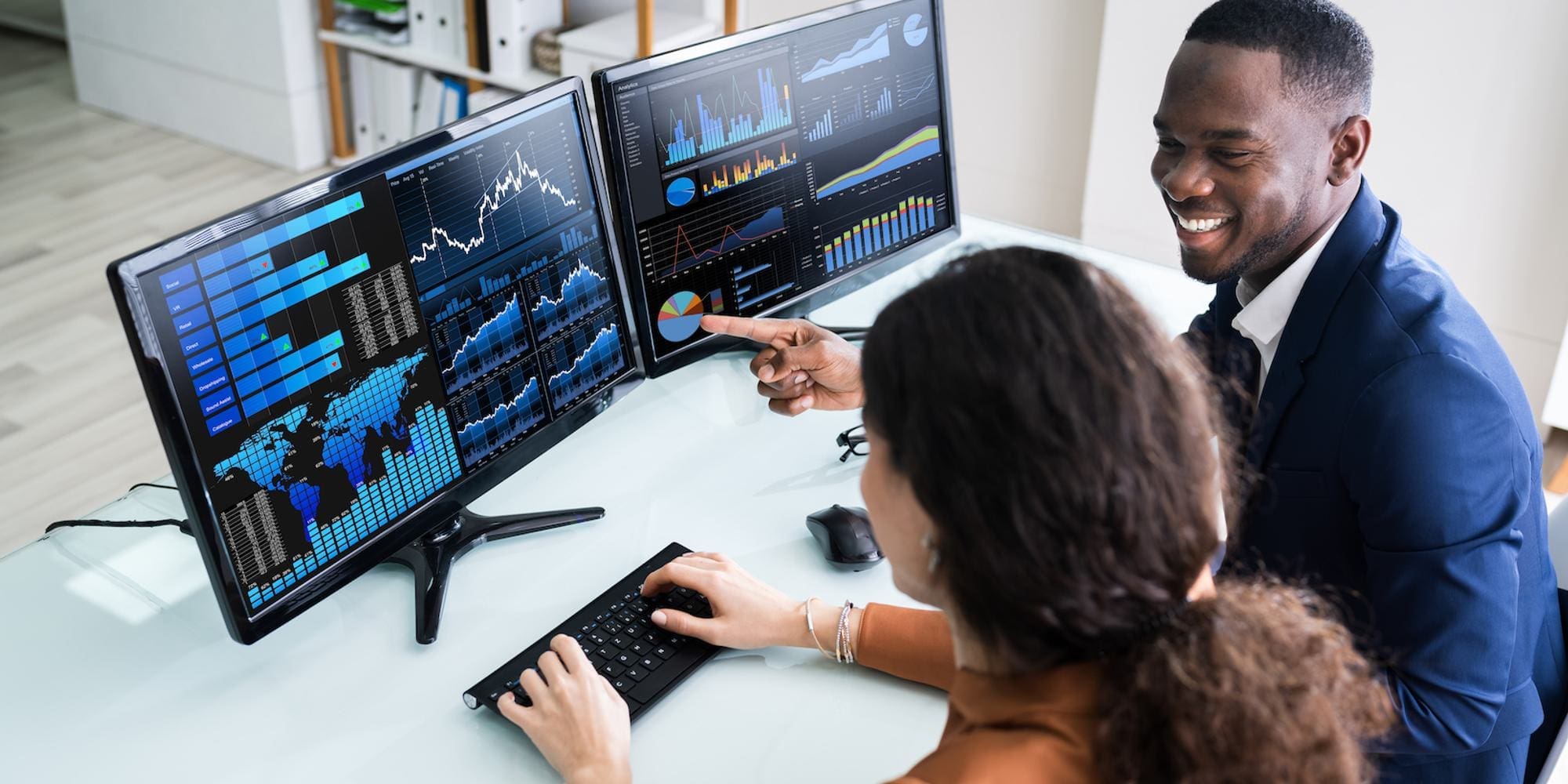 stock image - workers at computer