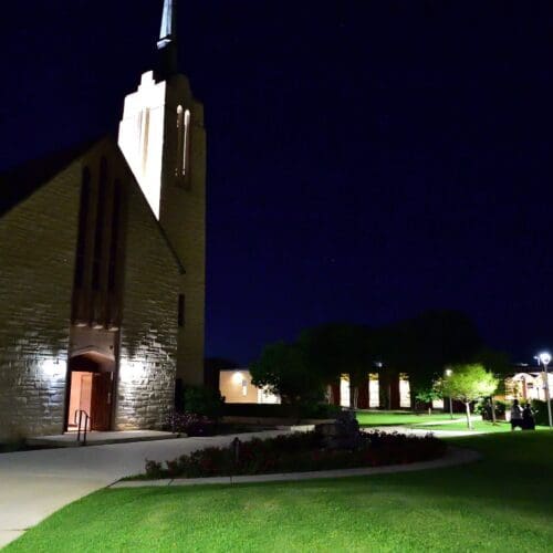 chapel at night