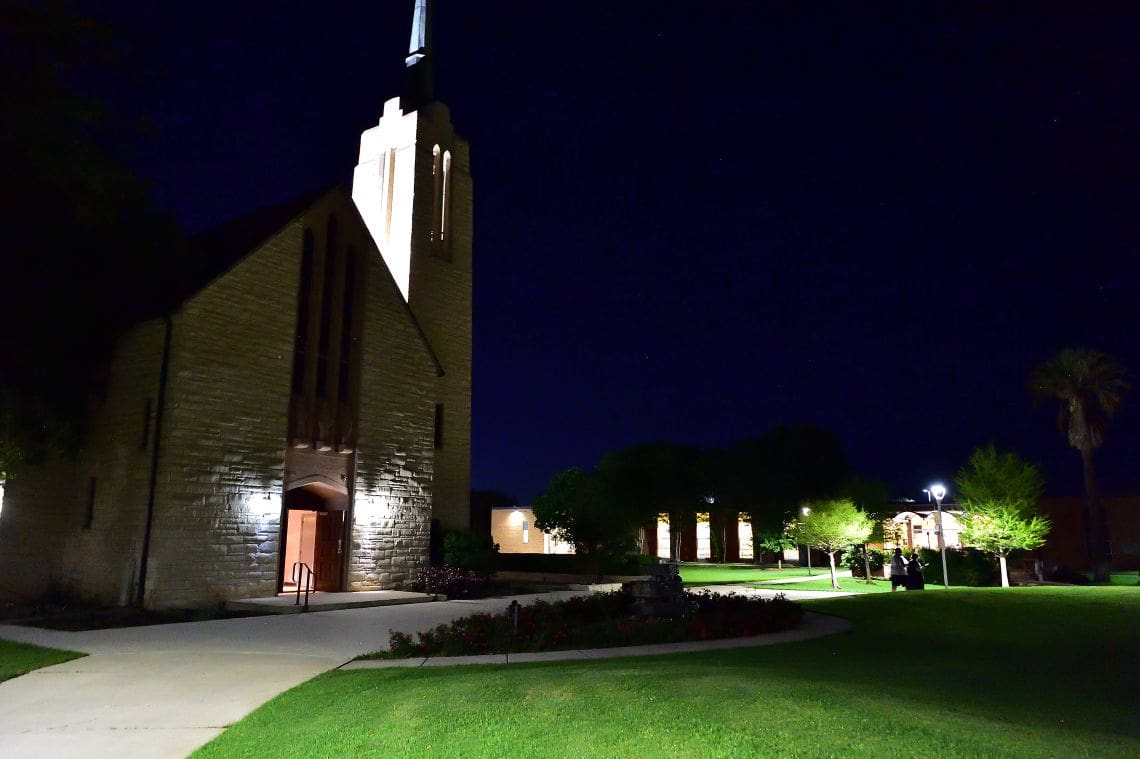 chapel at night