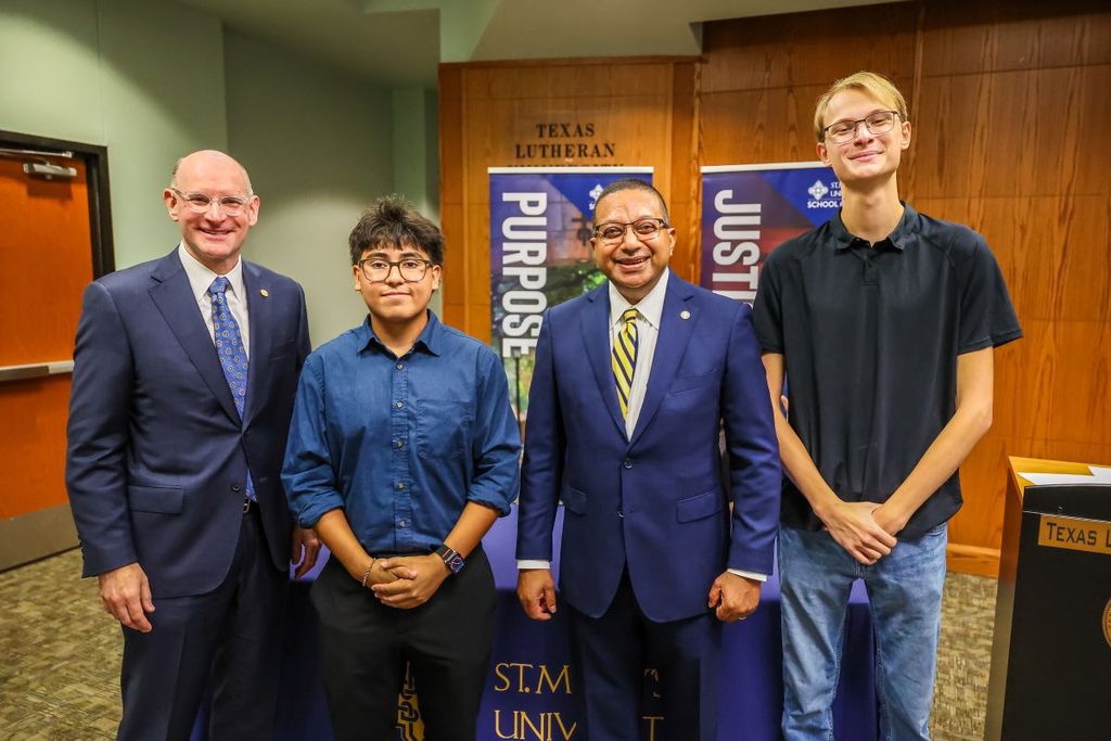 Provost Pierce and President Erevelles with TLU students